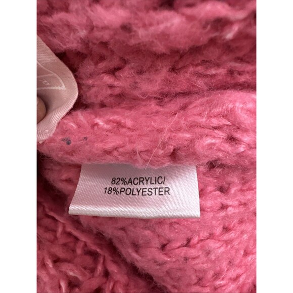 Slate And Willow Pink Open Knit Sweater Cardigan Crochet Button Womens Medium - Picture 6 of 10